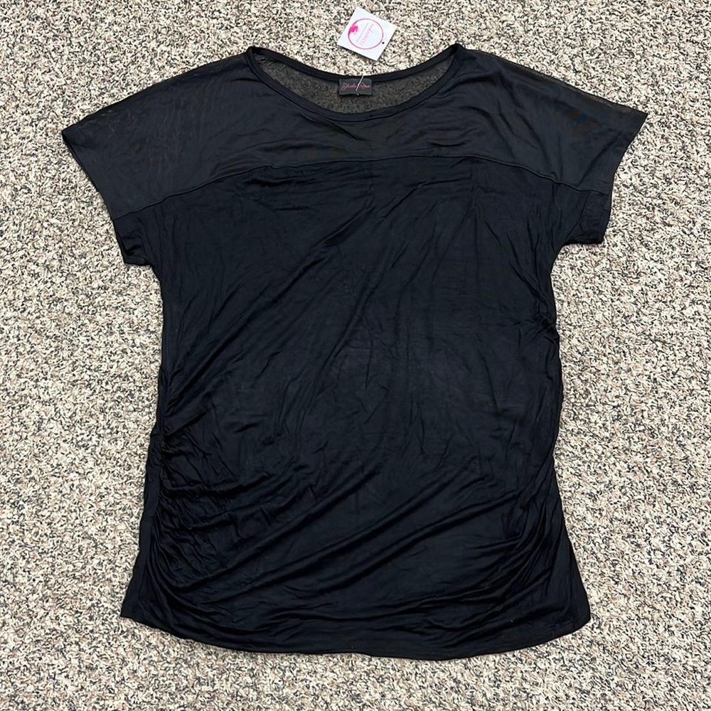 Sheila Rose Mesh Shouldered Short Sleeve Top